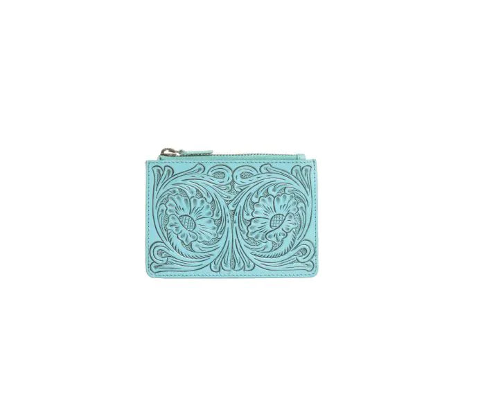 Bloom on the Range Credit Card Wallet in Turquoise