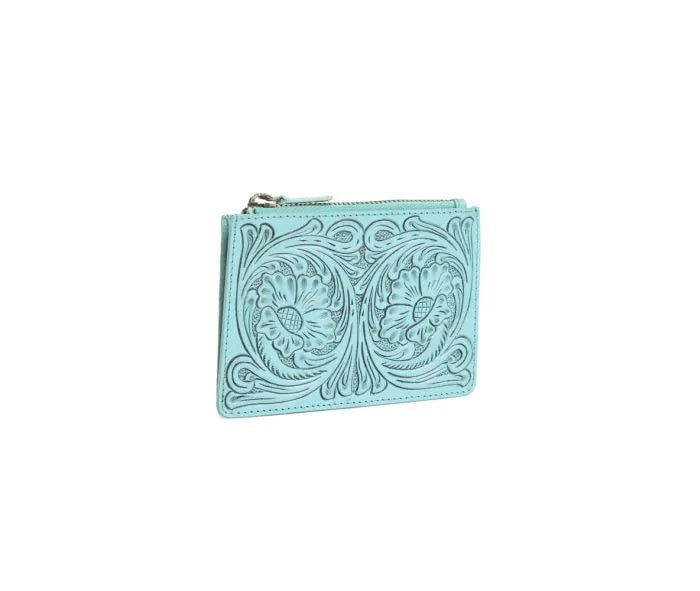 Bloom on the Range Credit Card Wallet in Turquoise